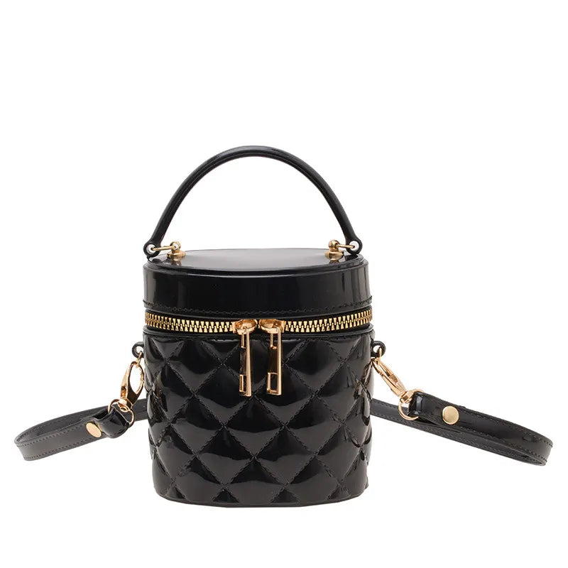Women Fashion Mini Cylinder Jelly Color Zipper Crossbody Bag