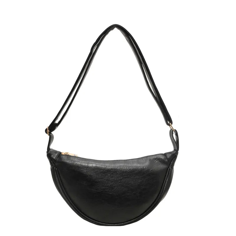 Women Fashion Retro Solid Color Dumpling Shoulder Bag
