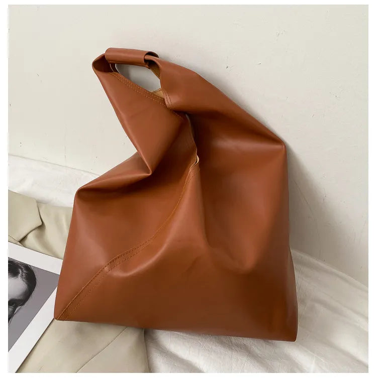 Solid Color Large Capacity PU Shoulder Bag