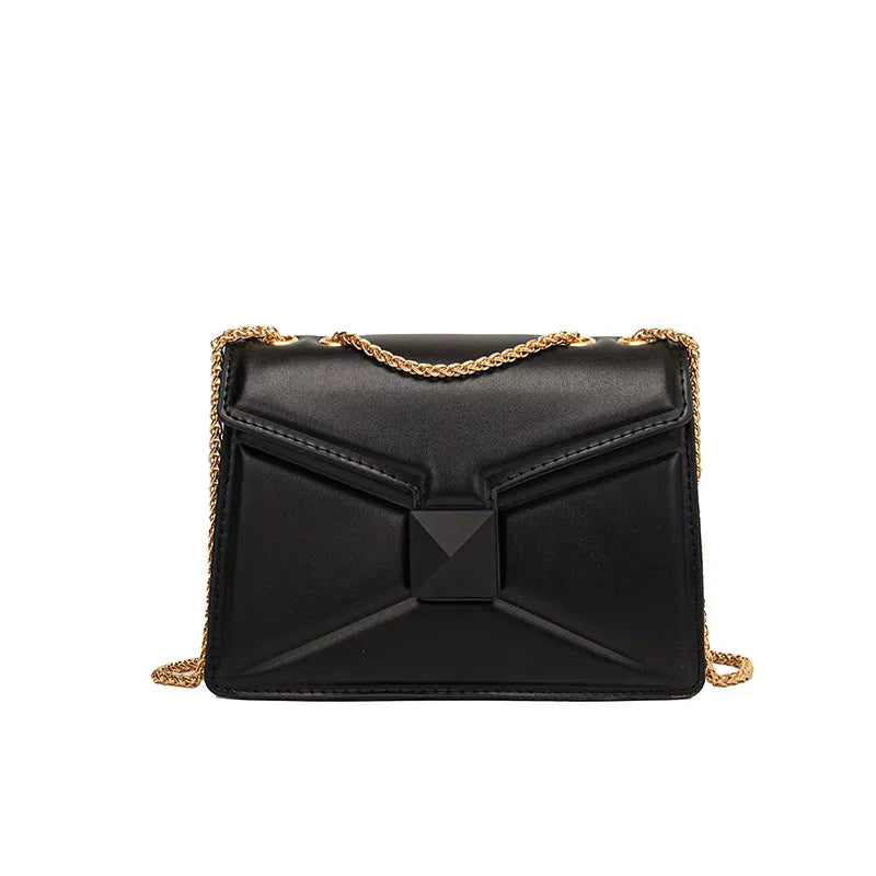 Metal Chain Flap Square PU Underarm Bag