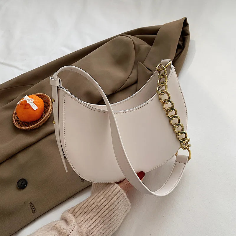 Women Fashion Casual PU Zipper Shoulder Underarm Bag