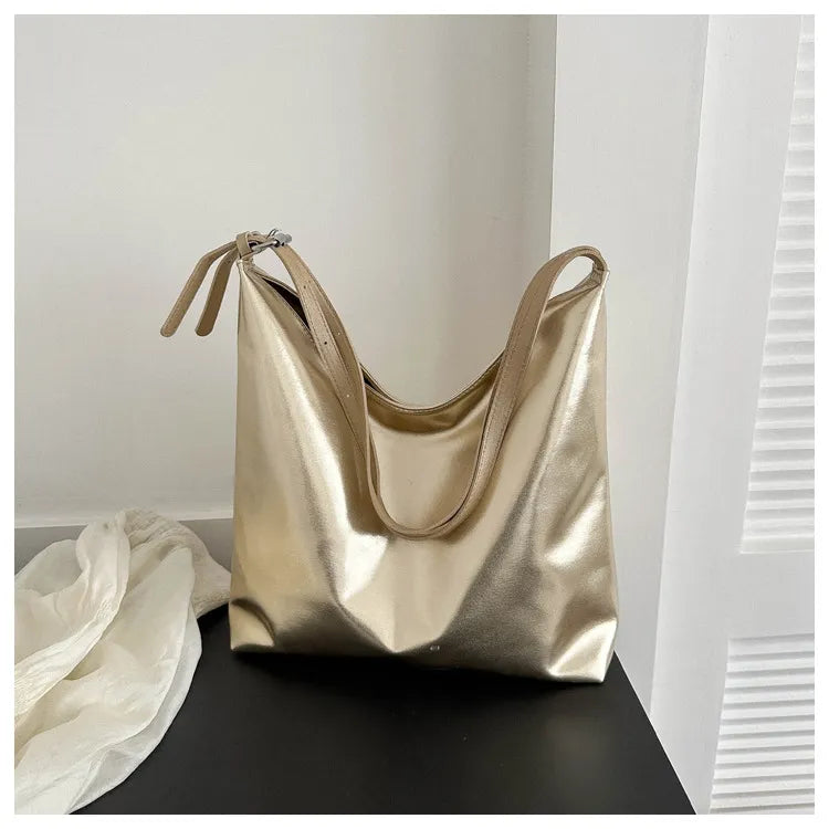 Solid Color Large Capacity Shoulder Tote Bag