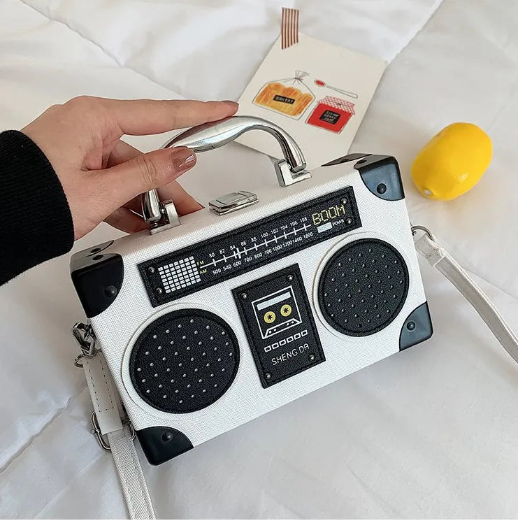 Radio Shape Women Creative Design Square Shoulder Handle Bag