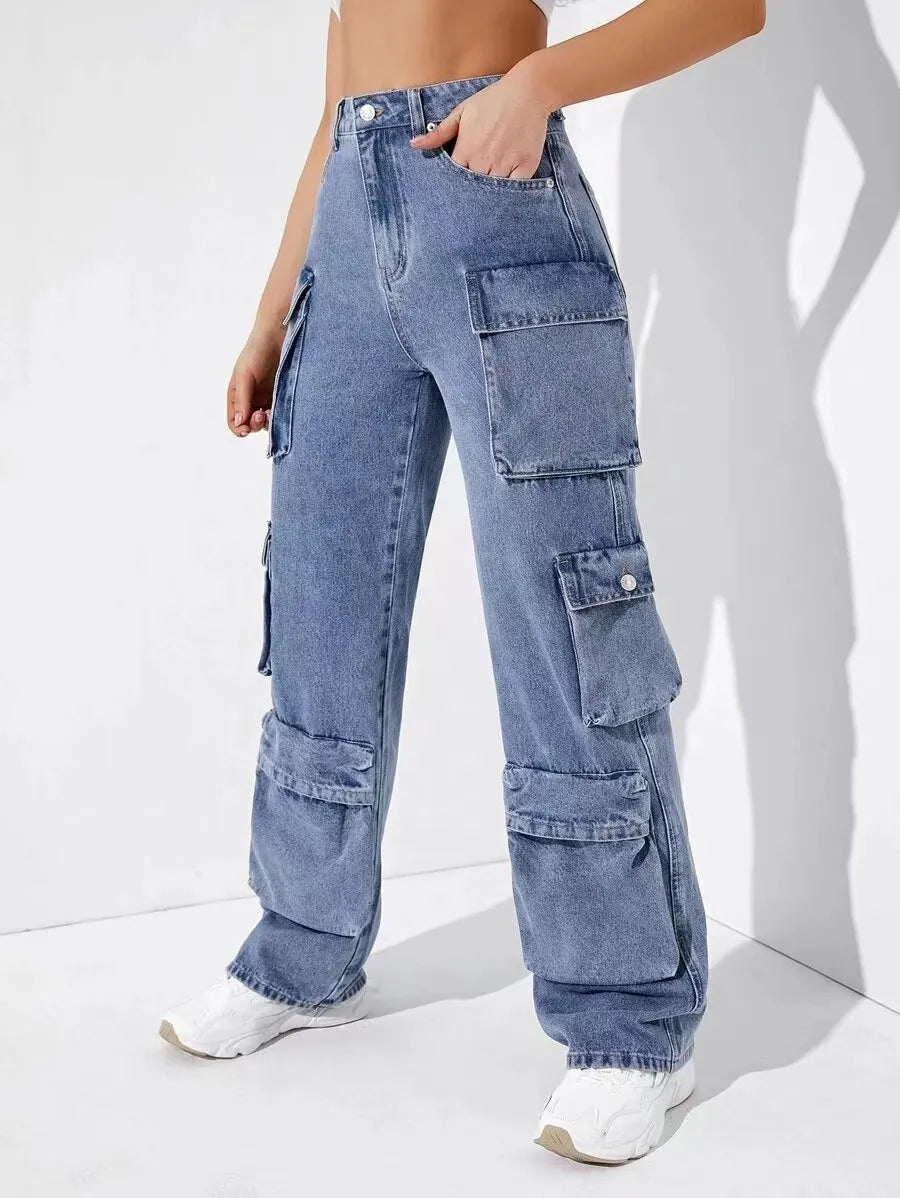 Casual Multi-Pocket Jeans Cargo Pants