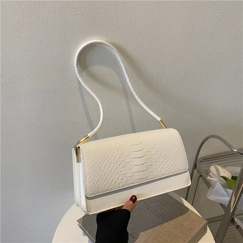 Women'S Fashion Solid Color Crocodile Shoulder Underarm Bag