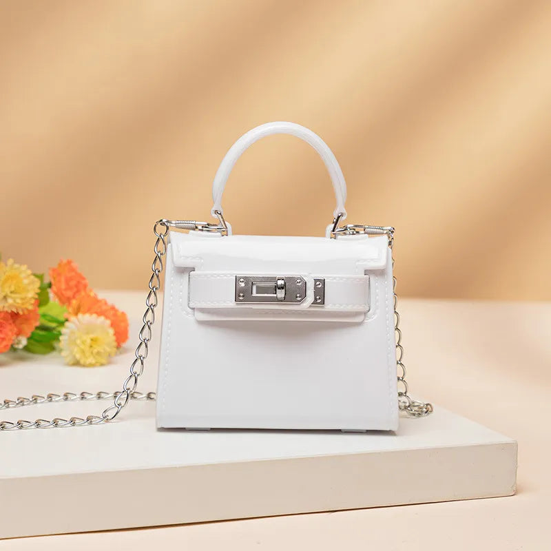 Women Fashion Candy Color Lock Square Chain Mini Crossbody Bag