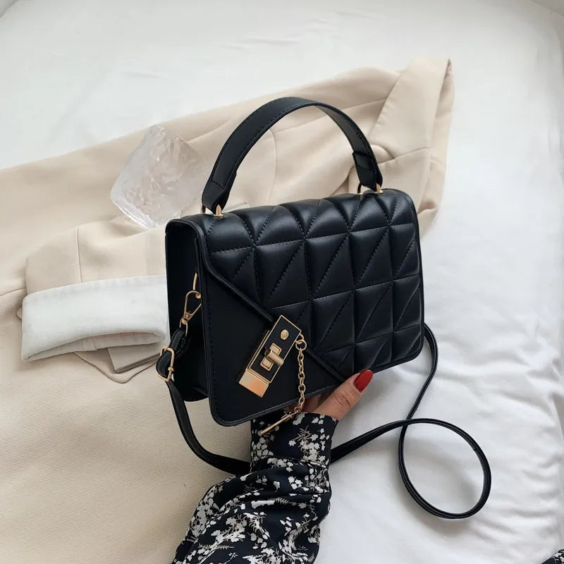 Retro Solid Color Plaid Simple Shoulder Bag