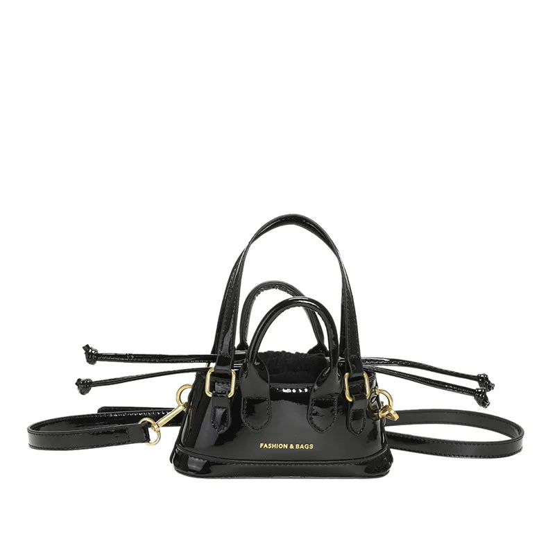 Women Fashion Solid Color Patent Mini Crossbody Bag