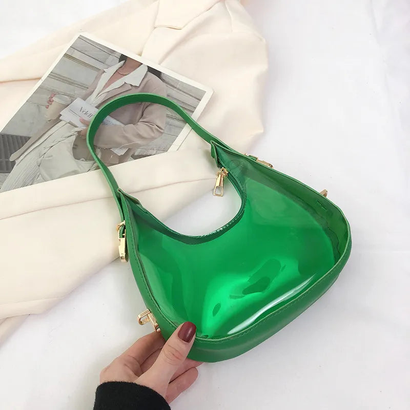 Women Fashion Popular Retro Transparent Clear Jelly Shoulder Bag