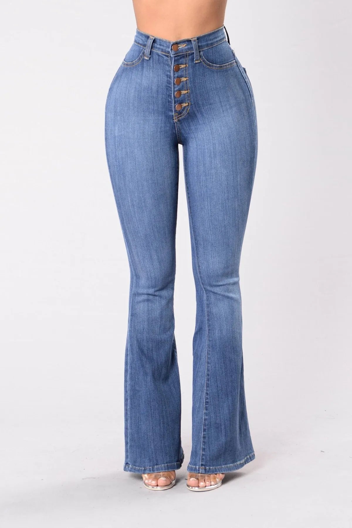High Waist Slim Flared Jeans