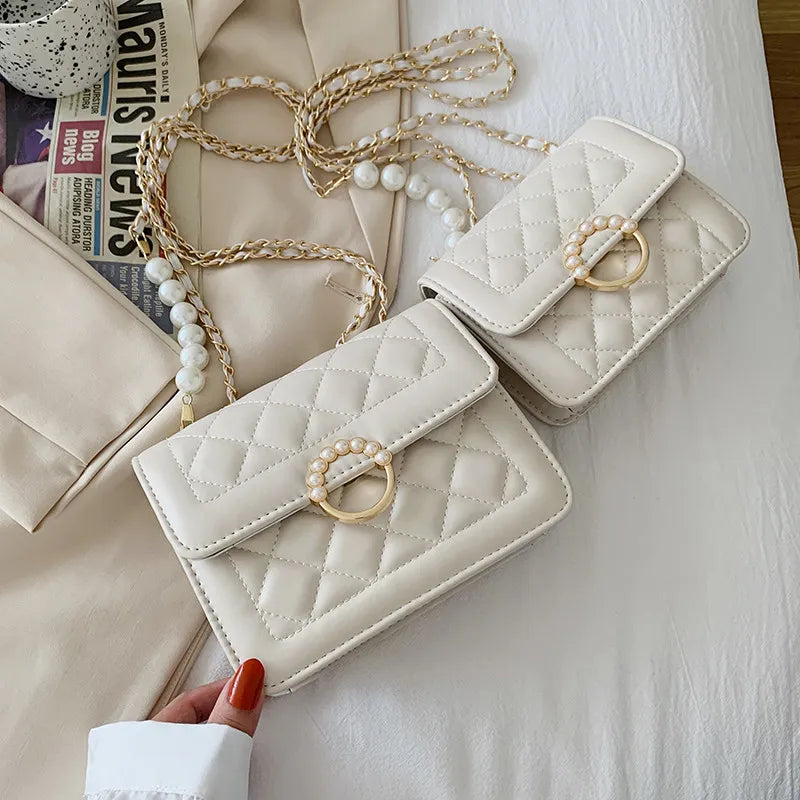 Women Rhomboid Embroidery Shoulder Bag
