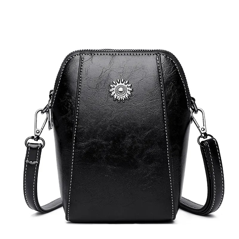 Women Simple Solid Color PU Zipper Mini Crossbody Bag