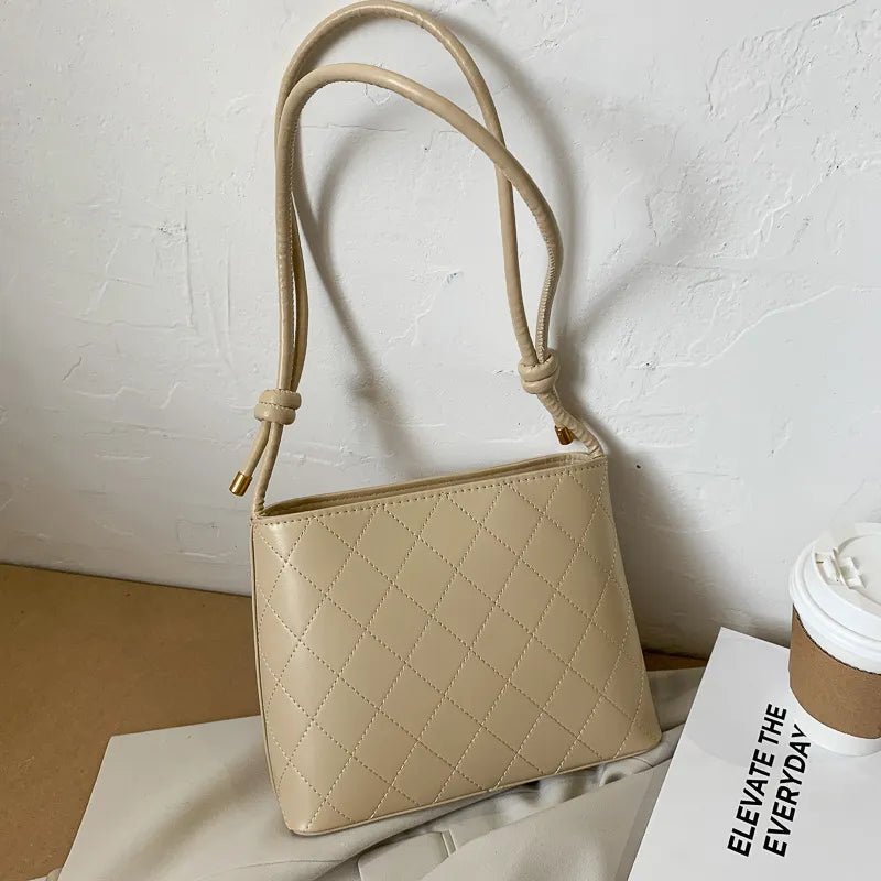 Women Fashion Basic Diamond Stitching Bag