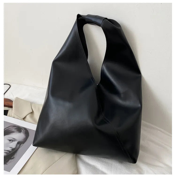 Solid Color Large Capacity PU Shoulder Bag