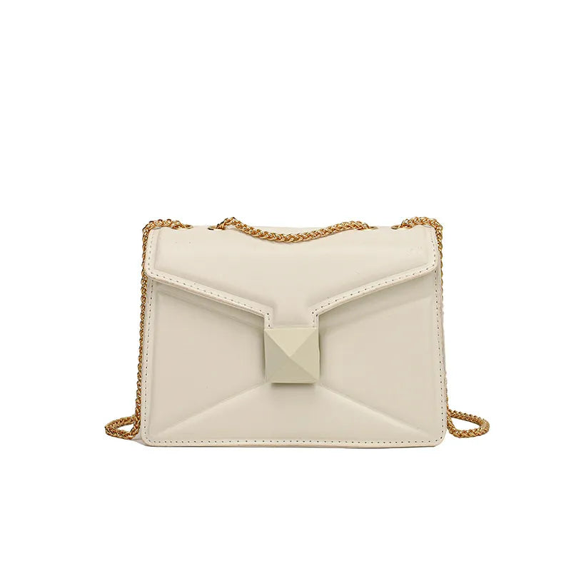 Metal Chain Flap Square PU Underarm Bag