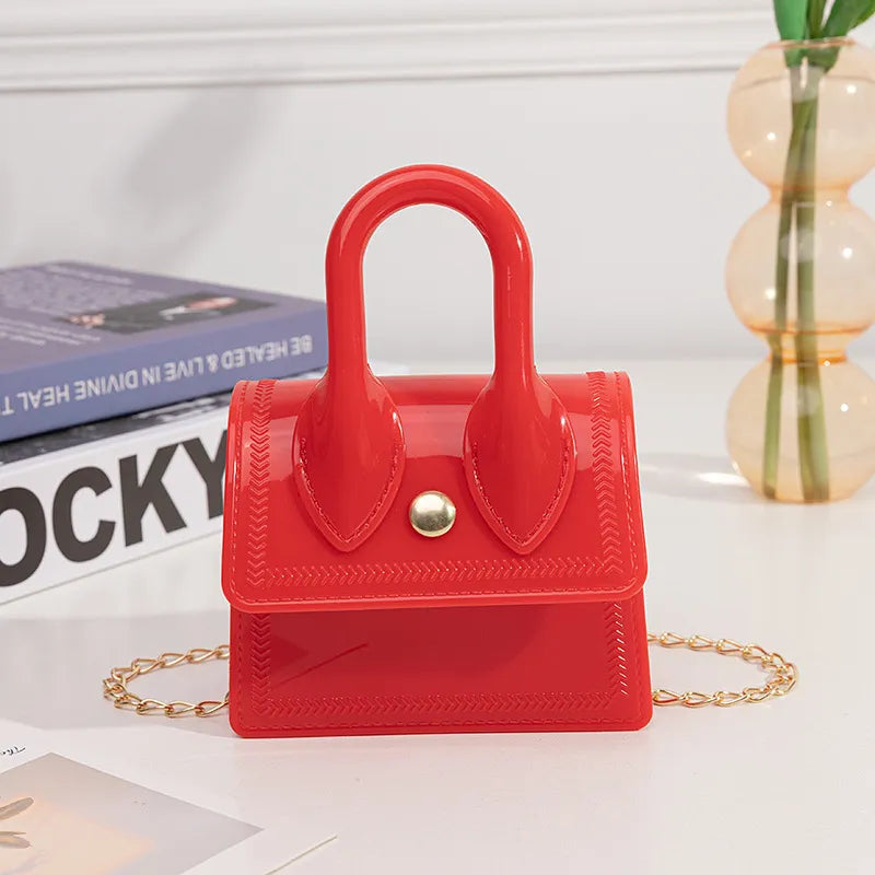 Women Fashion Simple Solid Color PVC Flap Mini Shoulder Crossbody Bag