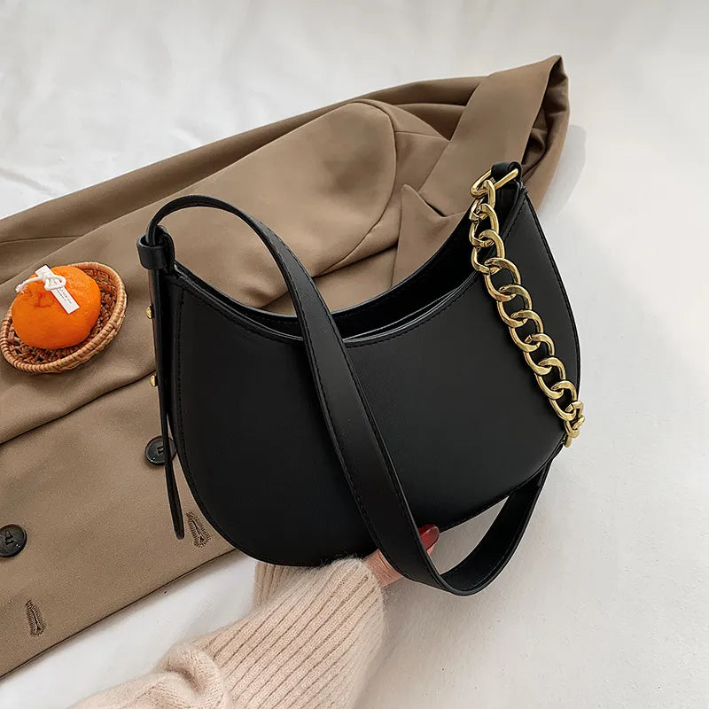 Women Fashion Casual PU Zipper Shoulder Underarm Bag