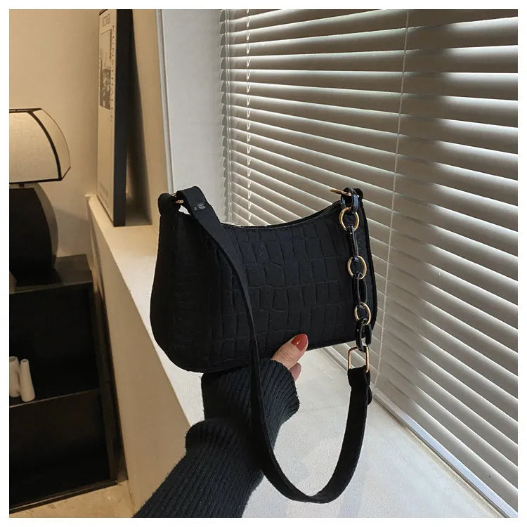 Fashion Casual Rhombic Nylon Square Zipper Shoulder Bag
