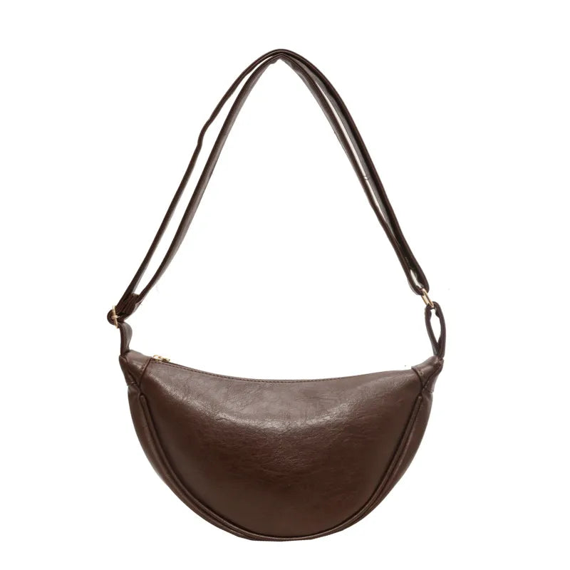 Women Fashion Retro Solid Color Dumpling Shoulder Bag
