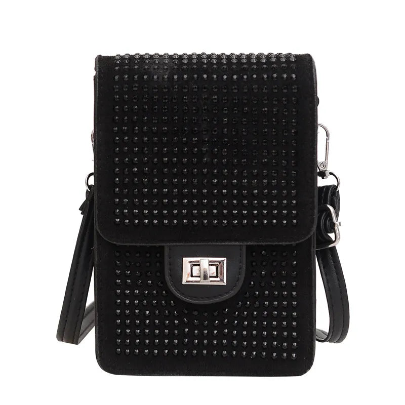 Wholesale Women Fashion Mini Rectangular Rhinestone Lock Crossbody Bag