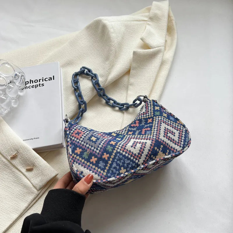 Spring Ethnic Style Canvas Large Capacity Bag