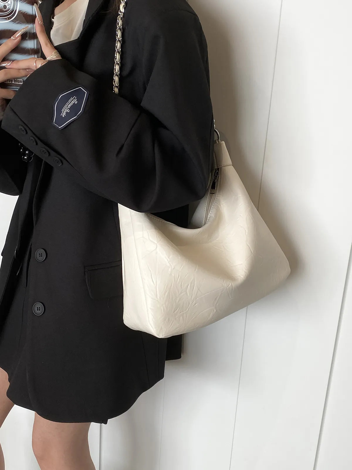 Simple Solid Color Large Capacity Chain Shoulder Bag