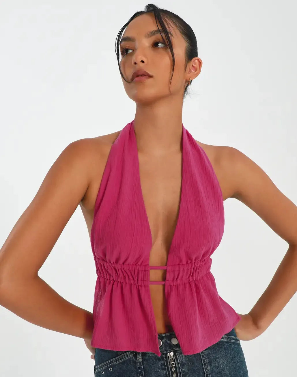 Women Sexy Solid Halter Neck Top