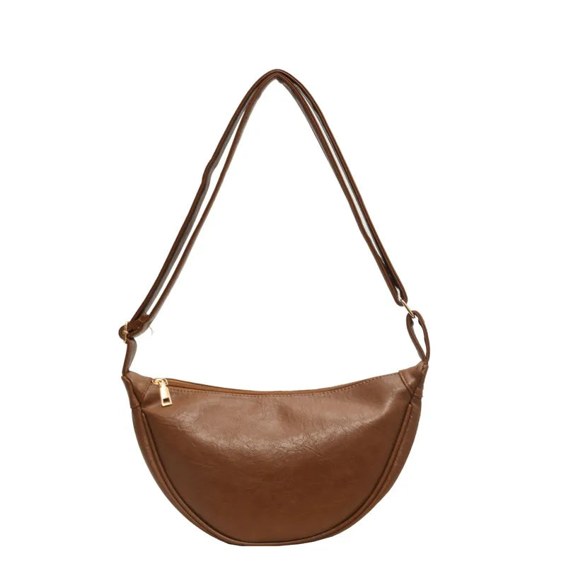Women Fashion Retro Solid Color Dumpling Shoulder Bag