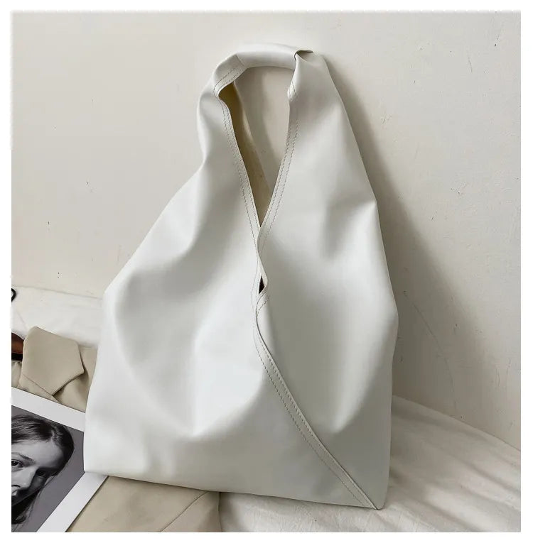 Solid Color Large Capacity PU Shoulder Bag