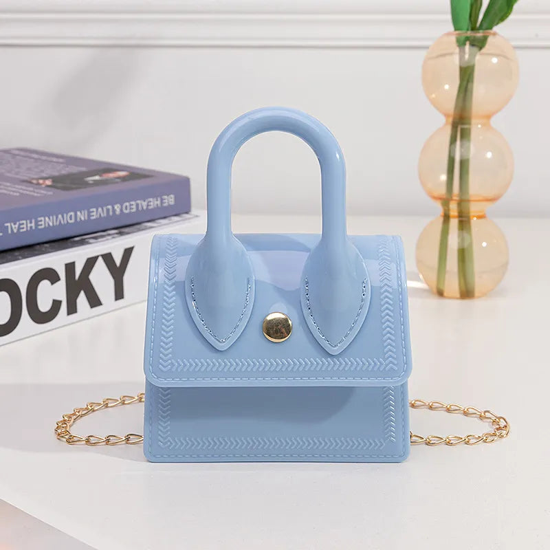 Women Fashion Simple Solid Color PVC Flap Mini Shoulder Crossbody Bag
