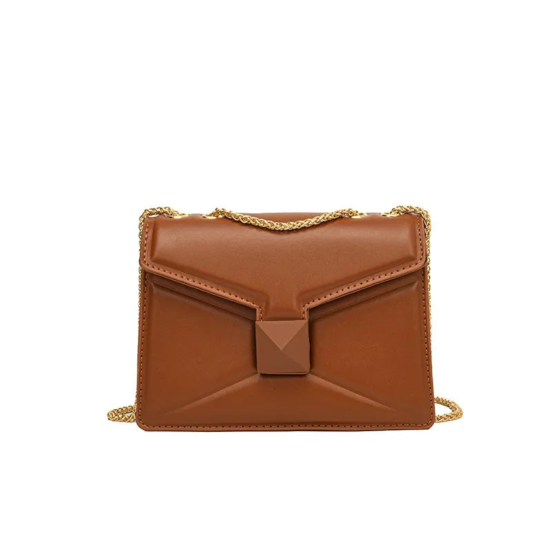Metal Chain Flap Square PU Underarm Bag