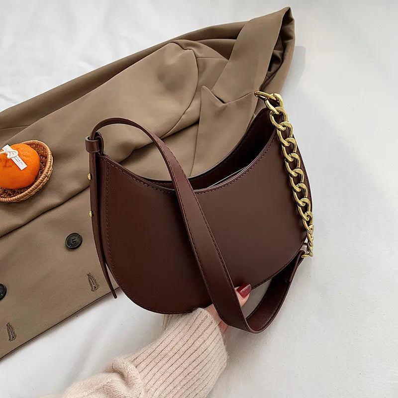 Women Fashion Casual PU Zipper Shoulder Underarm Bag