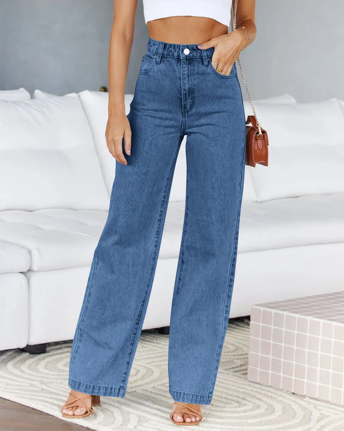 Basic Light Blue Straight Jeans
