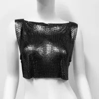 Women Metallic Sleeveless Crop Top