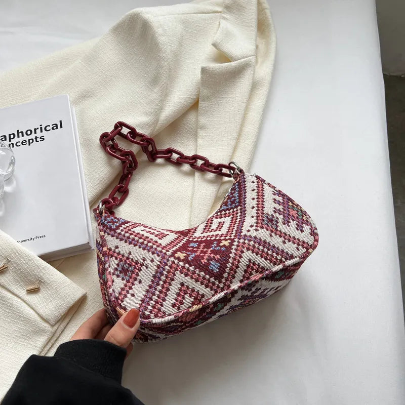 Spring Ethnic Style Canvas Large Capacity Bag