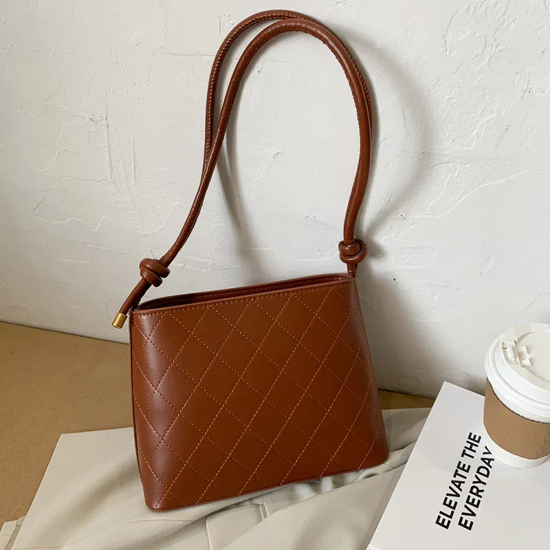 Women Fashion Basic Diamond Stitching Bag