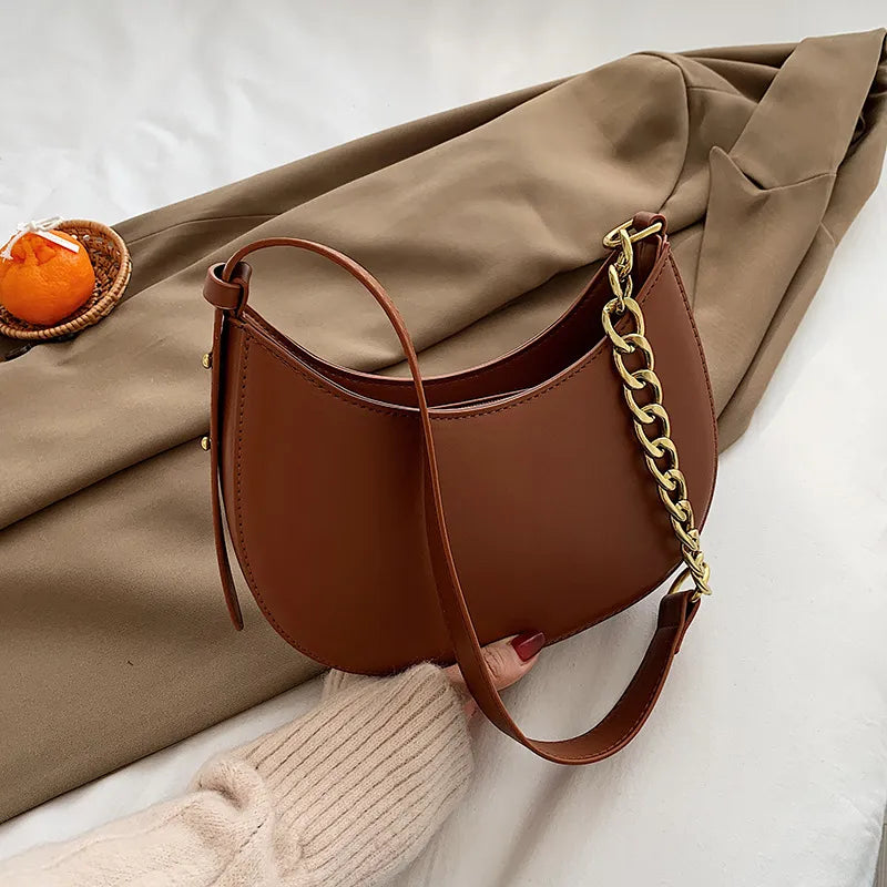 Women Fashion Casual PU Zipper Shoulder Underarm Bag
