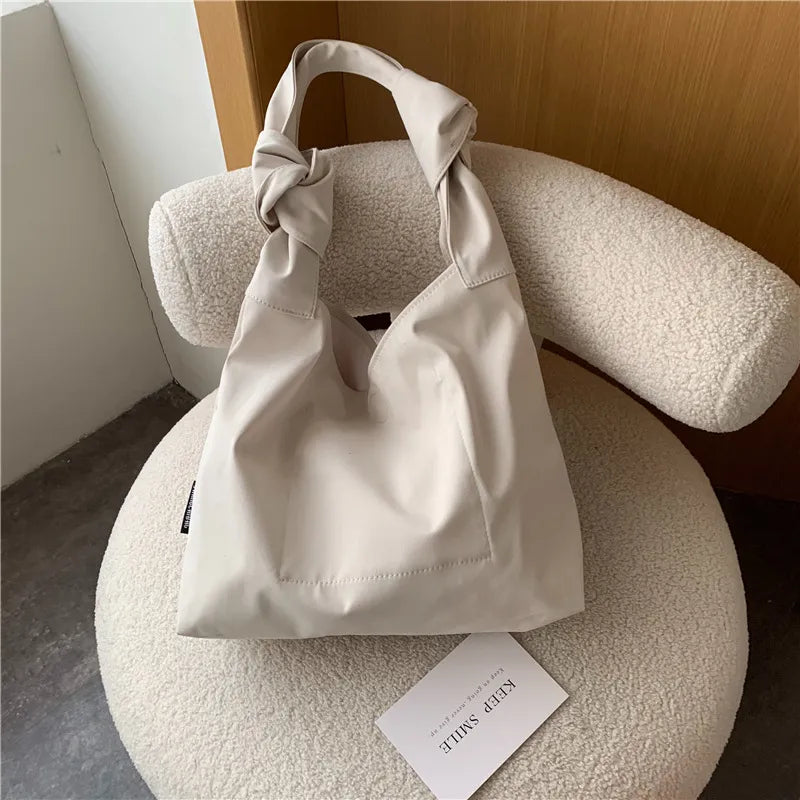Women Casual Design Solid Color Large Capacity Shoulder Handle Tote Bag