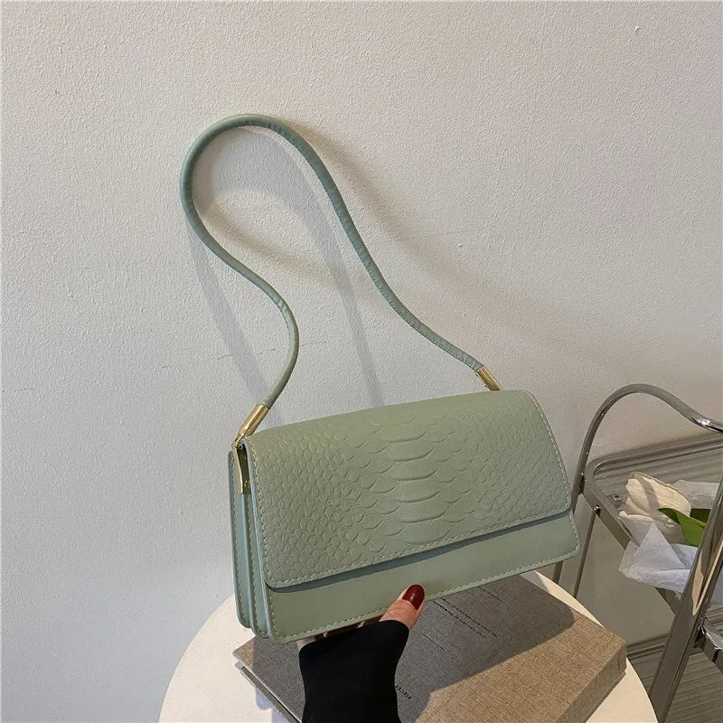 Women'S Fashion Solid Color Crocodile Shoulder Underarm Bag