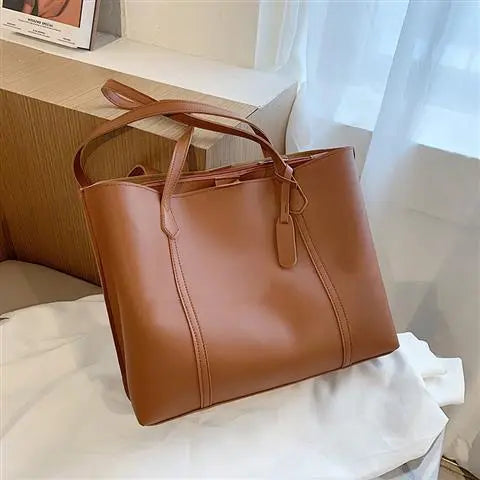 Women Casual Design Solid Color Large Capacity Shoulder Tote Bag