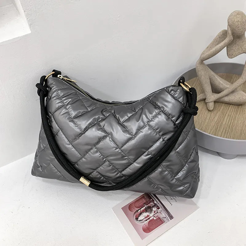Women Casual Basic Stitching Design Solid Color Large Capacity PU Shoulder Bag