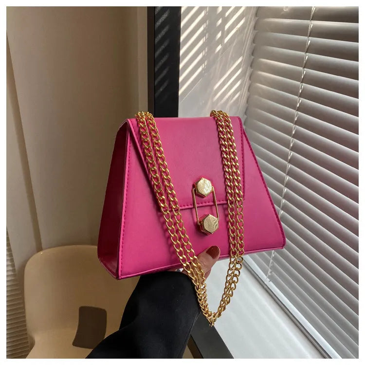 Women Fashion Casual Solid Color Flap Chain Mini Shoulder Bag