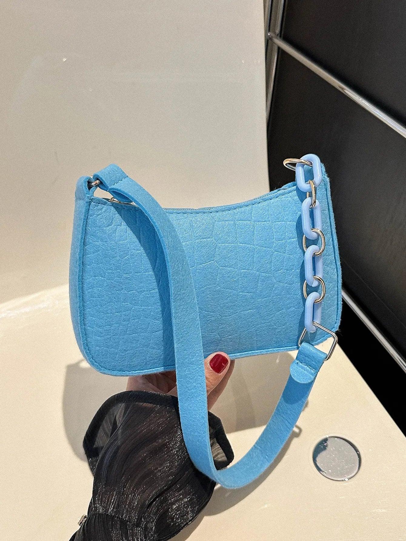 Fashion Casual Rhombic Nylon Square Zipper Shoulder Bag