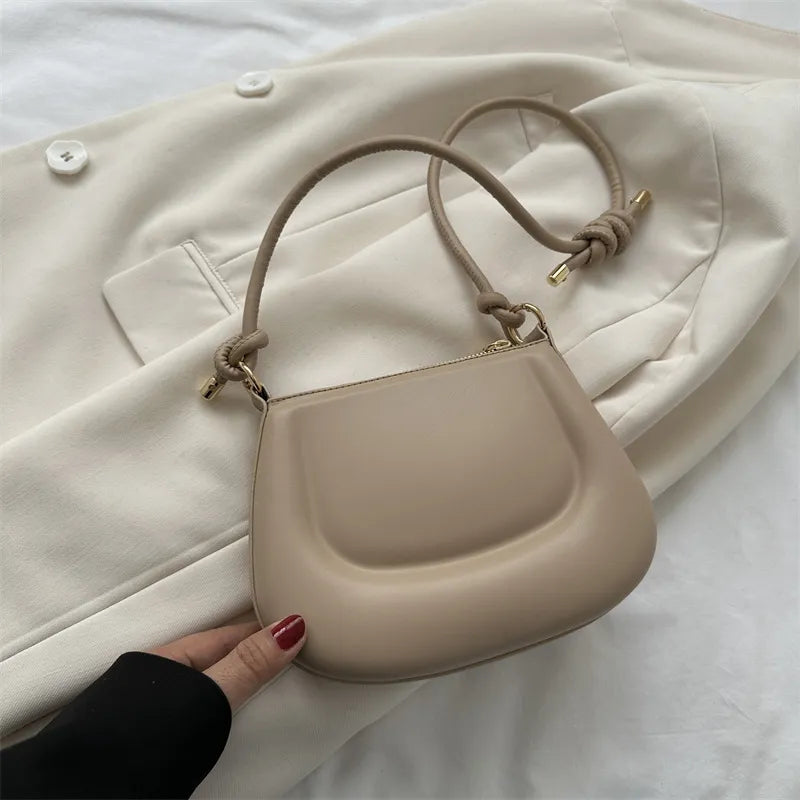 Women Fashion Solid Color Zipper Shoulder Underarm Bag