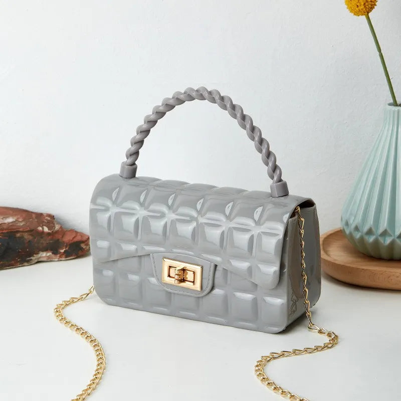 Women Fashion Multicolor Rhombus Chain Lock Messenger Mini Bag