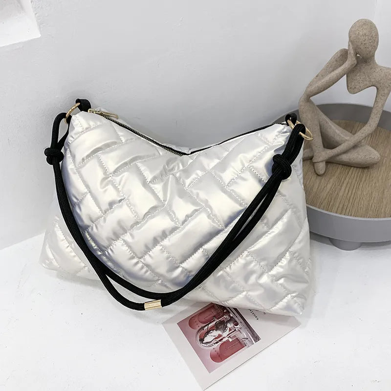Women Casual Basic Stitching Design Solid Color Large Capacity PU Shoulder Bag