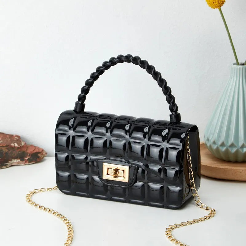 Women Fashion Multicolor Rhombus Chain Lock Messenger Mini Bag
