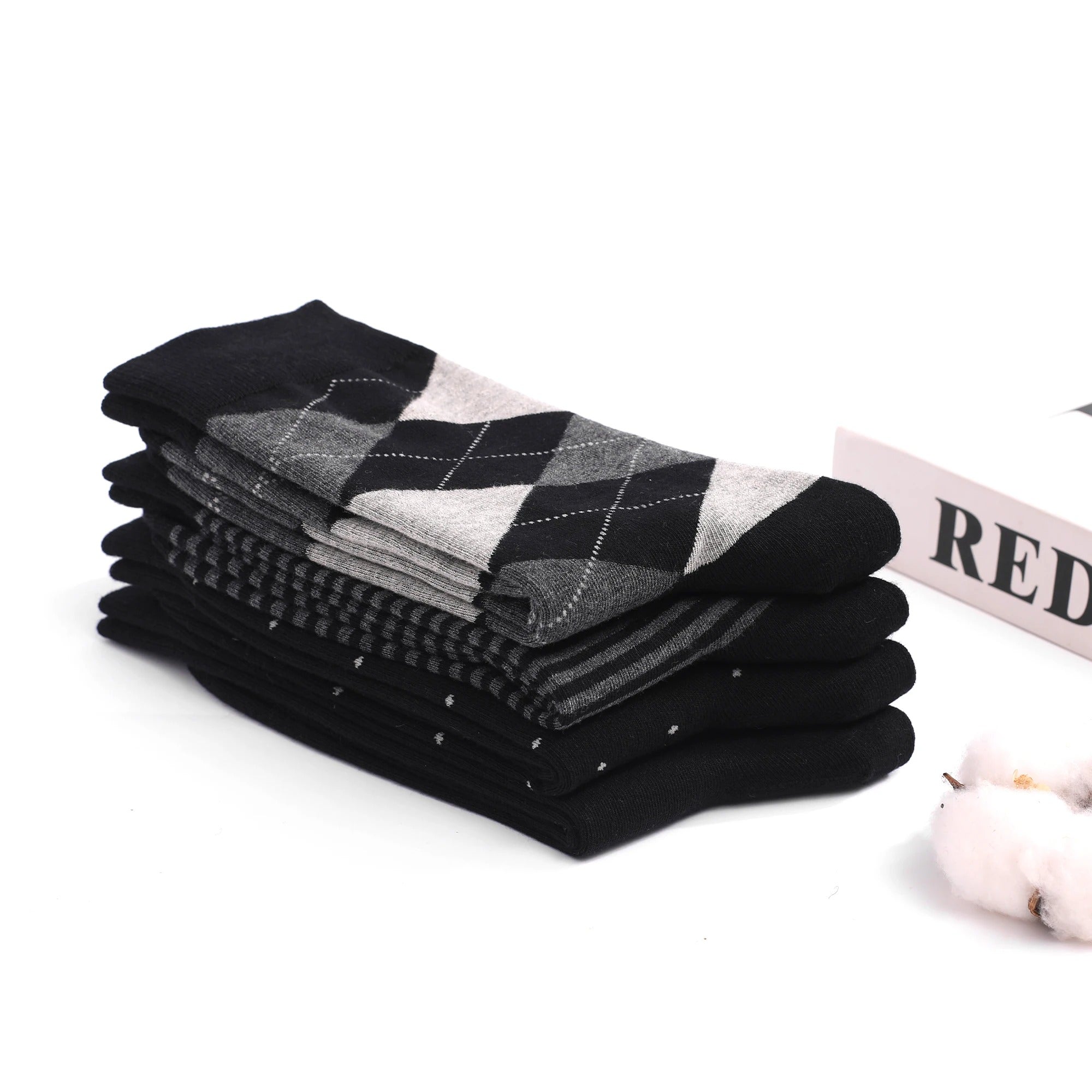 Men’s Plus Size Argyle Dress Socks – 5 Pairs