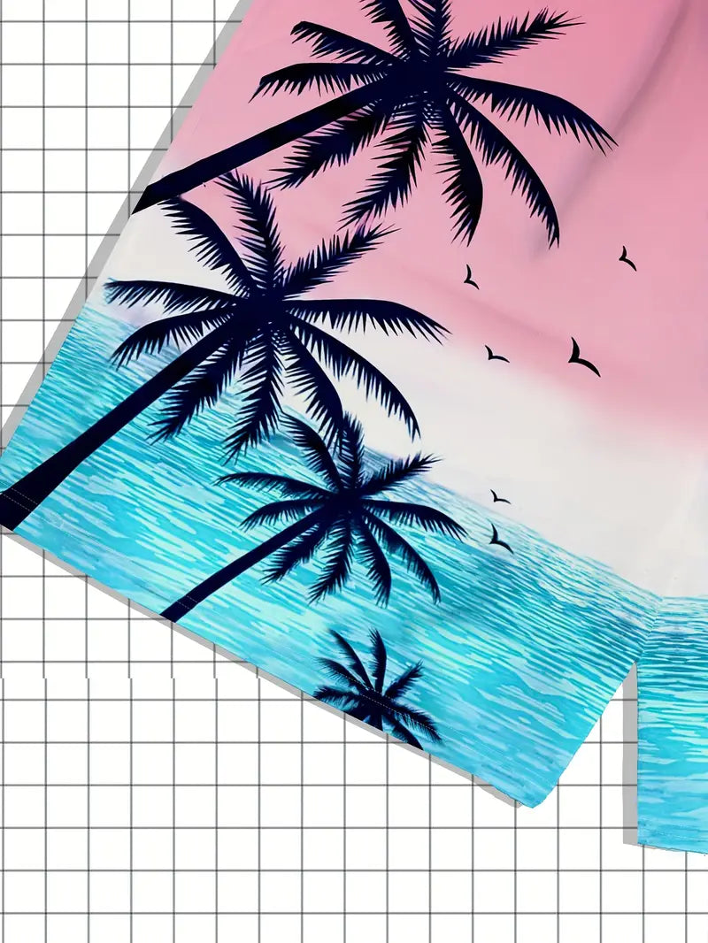 Men's Tropical Palm Tree Print Swim Shorts