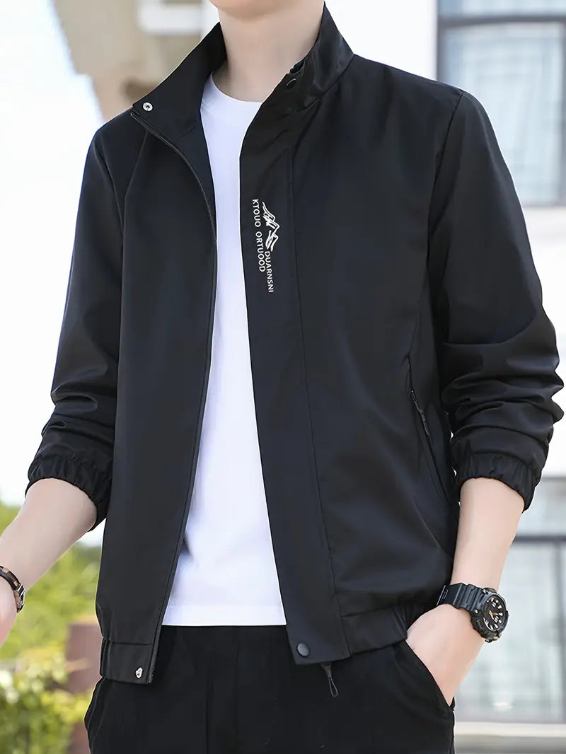 Men's Stand Collar Zipper Jacket